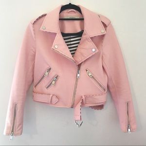 Zara Pink Moto Faux Leather Jacket